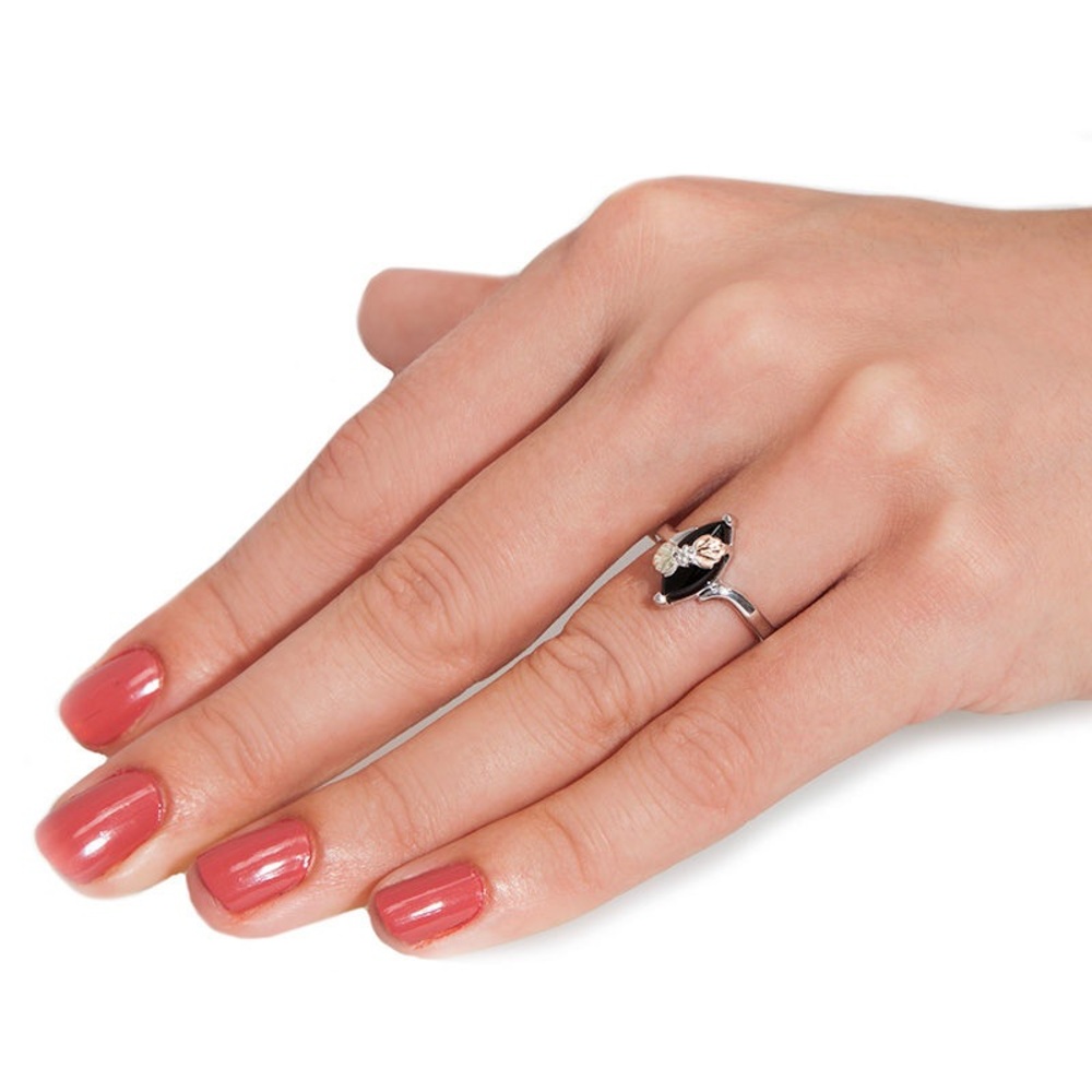 Black hills gold and silver with onyx ring